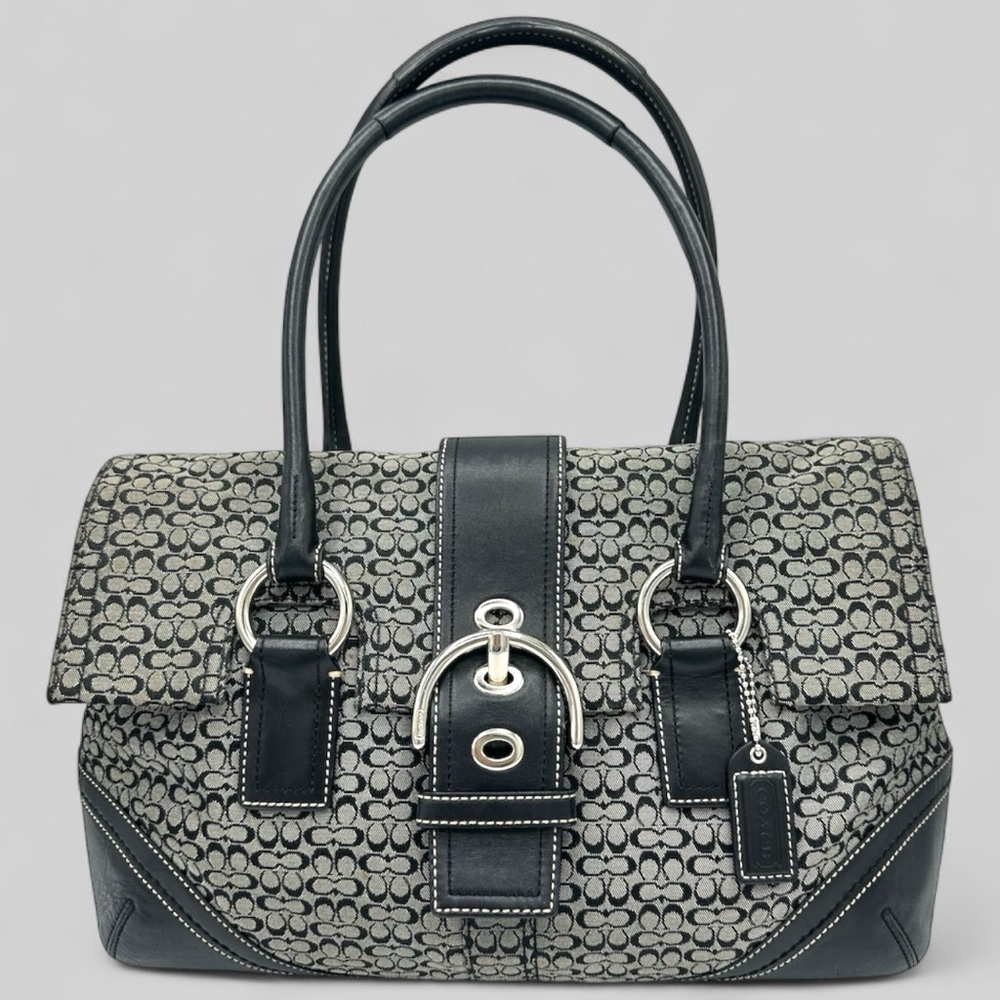 ⭐️⭐️SOLD⭐️⭐️ Coach Soho Black/Gray Monogram Canvas Leather Satchel F10929 Y2K - Picture 16 of 16